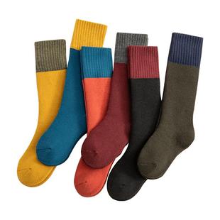 儿童长筒袜子冬季加绒加厚保暖女童男童宝宝毛圈小腿袜秋冬款纯棉