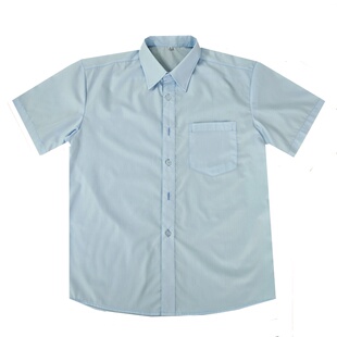 现货白色长袖男装衬衫宽松工作服男式浅蓝短袖衬衣夏季免烫工装服