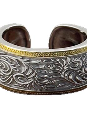 925银情侣唐草纹宽版戒指