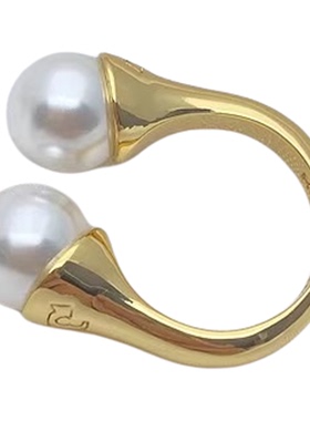 女黄铜欧美风小众高级感珍珠