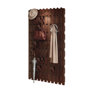 家逸实木钢琴键挂衣架一体壁挂衣帽架入户玄关整墙洞洞板置物挂钩