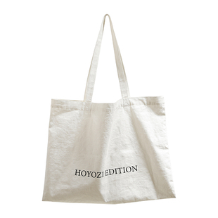 【小优家包包】HOYOZI帆布包 夏季白色购物袋轻便单肩包慵懒质感