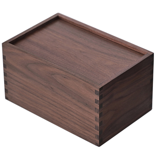 黑胡桃木盒子全实木木制收纳盒榫卯结构复古怀旧抽拉盖推拉盖木盒