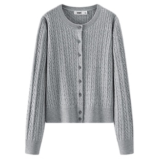 森马针织开衫女春季短款绞花圆领2026新款商场同款森柔新年毛衫