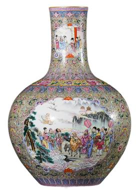 景德镇陶瓷器群仙祝寿天球瓶