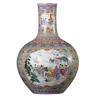 宁封窑景德镇陶瓷器祝寿天球瓶客厅装饰工艺品摆件乔迁新居礼品