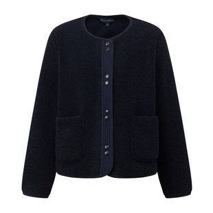 POLOWALK女士摇粒绒外套2025秋冬新款厚外套无领内搭圆领上衣女装