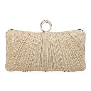 晚宴手拿包2025年新款戒指包大容量晚礼服手包褶皱细闪单肩斜挎包