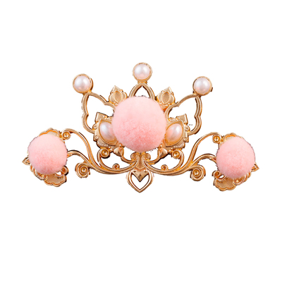 古风汉服u钗发冠可爱粉色毛球