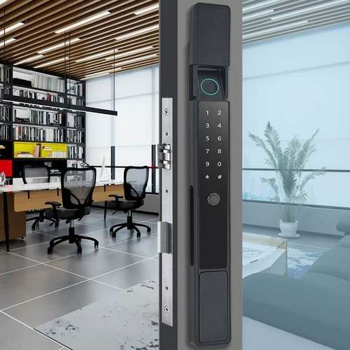 H6断桥铝指纹锁密码锁铝合金窄边框门刷卡电子锁推拉平移智能门锁