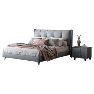 晚安家居现代简约布艺床意式轻奢卧室双人床科技布床皮床1.8米