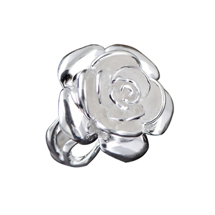 玫瑰花戒指纯银999 女韩版简约时尚夸张个性食指戒子复古开口指环