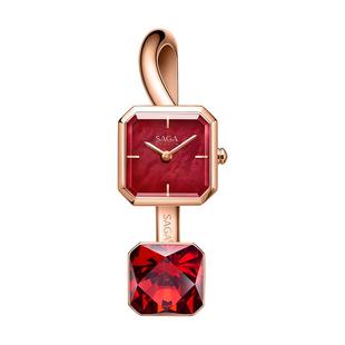 SAGA世家女士手表旺多姆之光红色方型手镯手表圣诞礼物高级腕表
