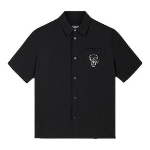 KARL LAGERFELD卡尔拉格斐夏季新款简约大气潮男短袖衬衫老佛爷