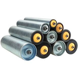 无动力托辊滚筒套胶辊筒回转线胶辊滚筒镀锌滚轮套胶输送带滚轮轴