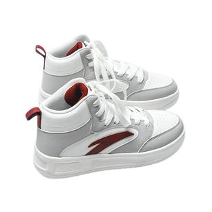 安踏女鞋板鞋2026秋季新款潮流百搭小白鞋皮面防泼水高帮休闲鞋子