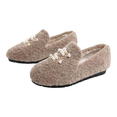 羊羔毛棉鞋女冬2025新款加绒厚底毛毛鞋外穿豆豆鞋大码女鞋41到43