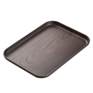 创意仿木纹托盘长方形家用水杯茶杯收纳茶盘塑料商用蛋糕甜品餐盘