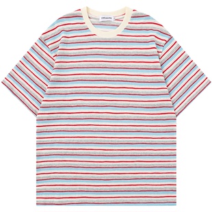 From Mars Multicolored pinstripe loose short-sleeved T-shirt
