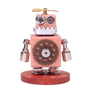 机械党朋克积木人盲盒潮玩木头人积木金属拼装模型国潮手办送礼