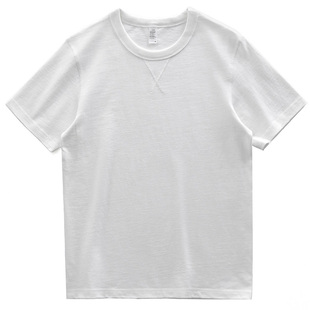 300g四本针重磅短袖T恤碳素磨毛美式复古白色纯棉体恤厚实打底衫