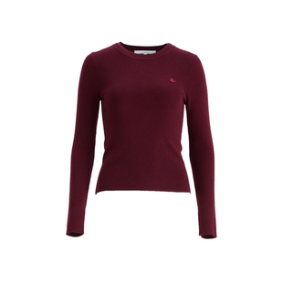 OBEG欧碧倩红色圆领羊毛衫女简约基础打底针织衫三色可选10484025