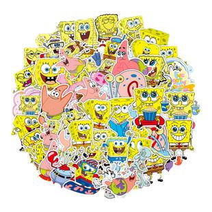 50张可爱海绵宝宝派大星Spongebob动漫卡通贴纸装饰笔记本头盔相框画手账保温杯电动车行李箱手机DIY防水贴纸