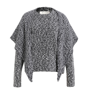 the rumah羊绒羊毛混色圆领套头毛衣 三角巾披肩 花纱针织毛衣女