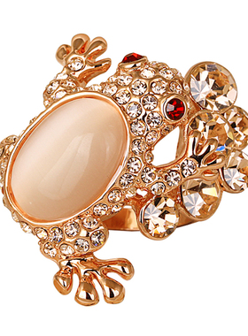 夸张大气水钻蟾蜍戒指女韩版个性