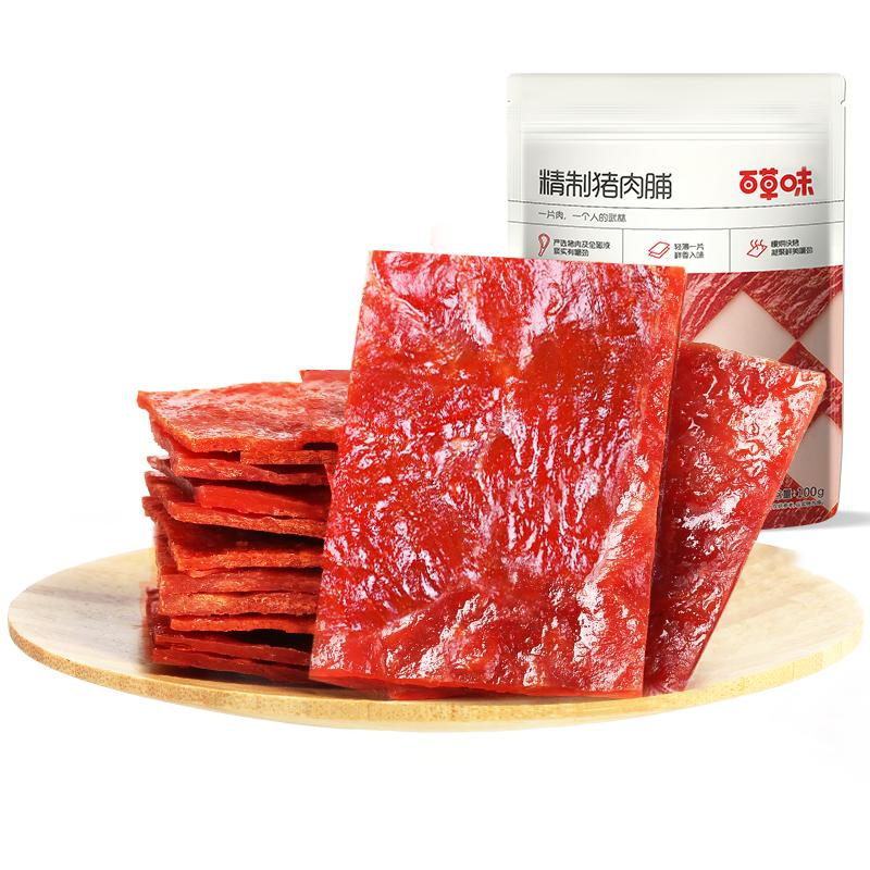 百草味精制猪肉脯零食155g靖江风味猪肉干肉片即食