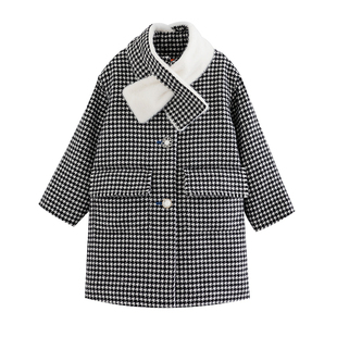 ILOVEJ童装千鸟格儿童大衣冬季女童时髦外套/JUWOU02