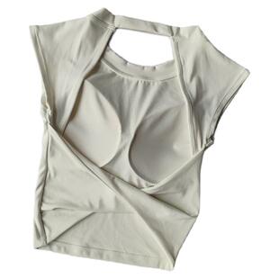 运动瑜伽背心女固定杯紧身裸感速干性感露背短袖运动美背健身服潮