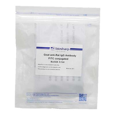 白鲨 biosharp BL032A FITC标记山羊抗大鼠IgG 0.1ml 二抗