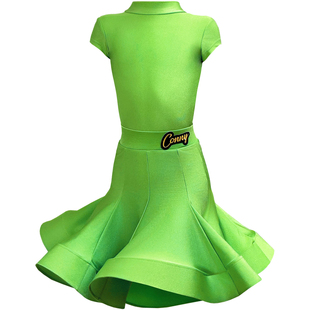 CONNY拉丁舞演出服女童新款短袖比赛服考级规定服舞蹈服装鱼骨裙