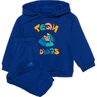 Adidas/阿迪达斯正品新款婴童休闲印花连帽卫衣套装HF1973