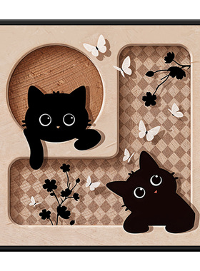 猫咪餐厅装饰画自粘防水遮丑贴画
