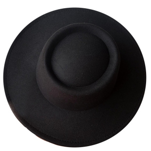 2025新款羊毛呢帽子女士春秋季法式礼帽白色平沿宽檐英伦男士秋冬