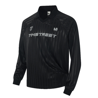 714street珠光条纹双领球服长袖