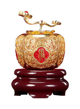 铜欣祥彩铜花丝事事如意柿子摆件家居办公室桌面装饰乔迁开业礼品