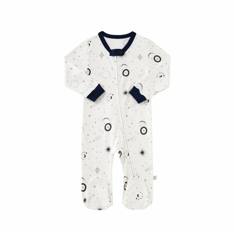 Finn+Emma长袖连体包脚睡衣婴幼儿家居服爬服连体衣四季有机棉