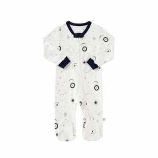 Finn+Emma长袖连体包脚睡衣婴幼儿家居服爬服连体衣四季有机棉