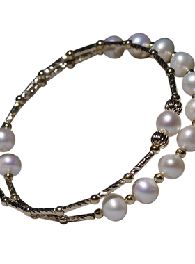 14k包金淡水珍珠手环镯子