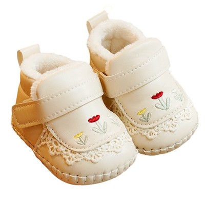 婴儿鞋子冬季加绒加厚初学者女宝宝鞋子0-1岁软底学步鞋小公主