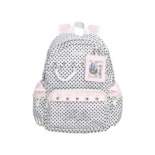 LOLA DESIGN天使波点双肩包 可爱书包女初中生亚韩系轻便户外背包