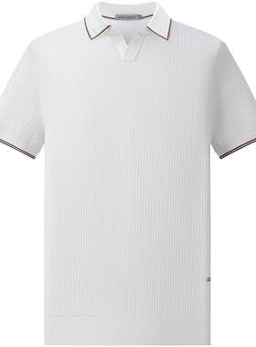 GIOVANNI VALENTINO男士休闲短袖针织POLO衫夏季款海鸥领白色T恤