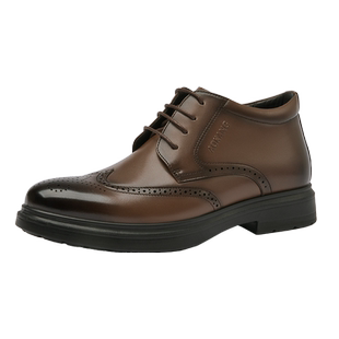 奥康棉鞋男冬季新款加绒保暖皮鞋男款商务休闲布洛克棉皮鞋高帮鞋