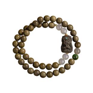 五台山印度阴沉老山檀手串女扎基拉姆招财保平安和田玉转运珠手链