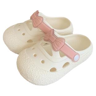 细细条 女童宝宝公主鞋夏季仙女风蝴蝶结百搭儿童沙滩凉拖洞洞鞋