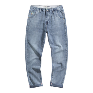 夏季新款190男装加长版牛仔裤高个子水洗男裤115cm修身小脚长裤子