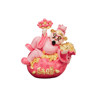 有钱花躺赚财神爷摆件高级感客厅招财店铺前台装饰品乔迁开业礼物